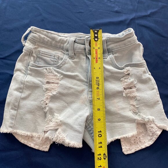 Girls Justice Distressed Lace Denim Jean Shorts mini mom shorts Size 10 Youth - Picture 4 of 6
